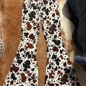 Cow Print Flared Ranch Dressin Women's Jeans